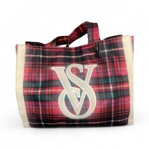 Victoria's Secret Pink and Black Plaid Tote